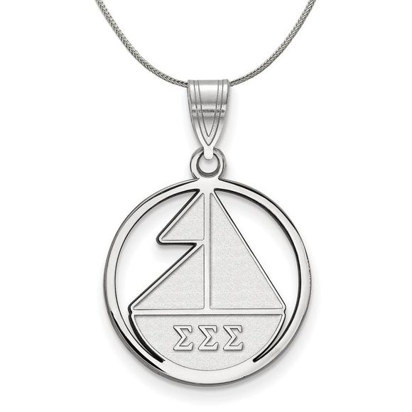 Sterling Silver Sigma Sigma Sigma Medium Circle Necklace - 18 Inch